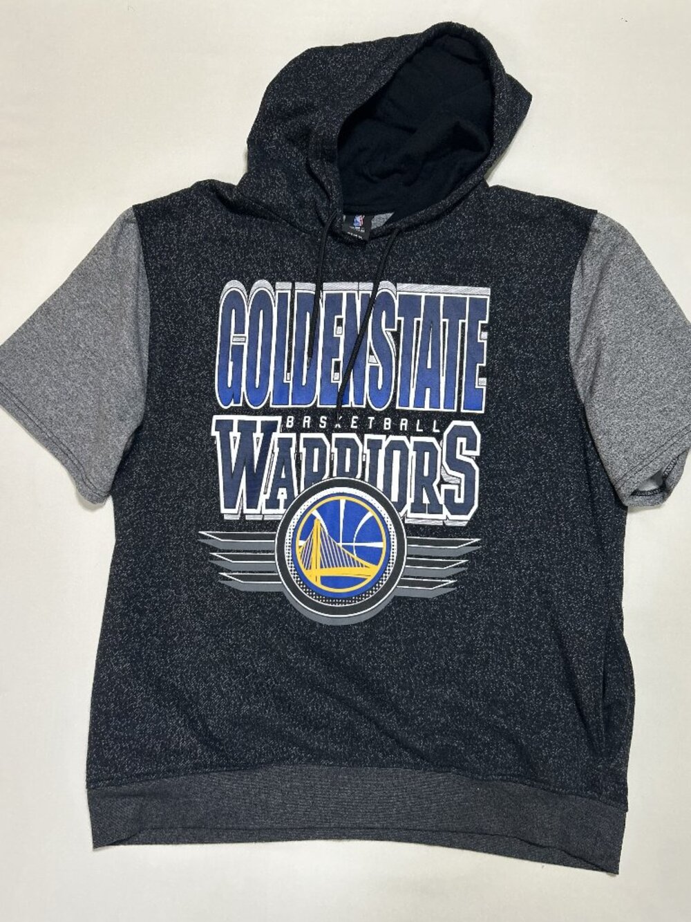 Men's XXL NBA Short-sleeve pull over hoodie; Goldenstate Warriors; Cotton/Poly